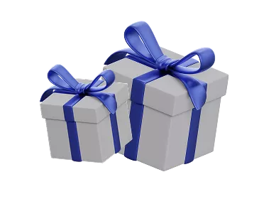 Elegant gift wrapped with a blue ribbon Eurobet